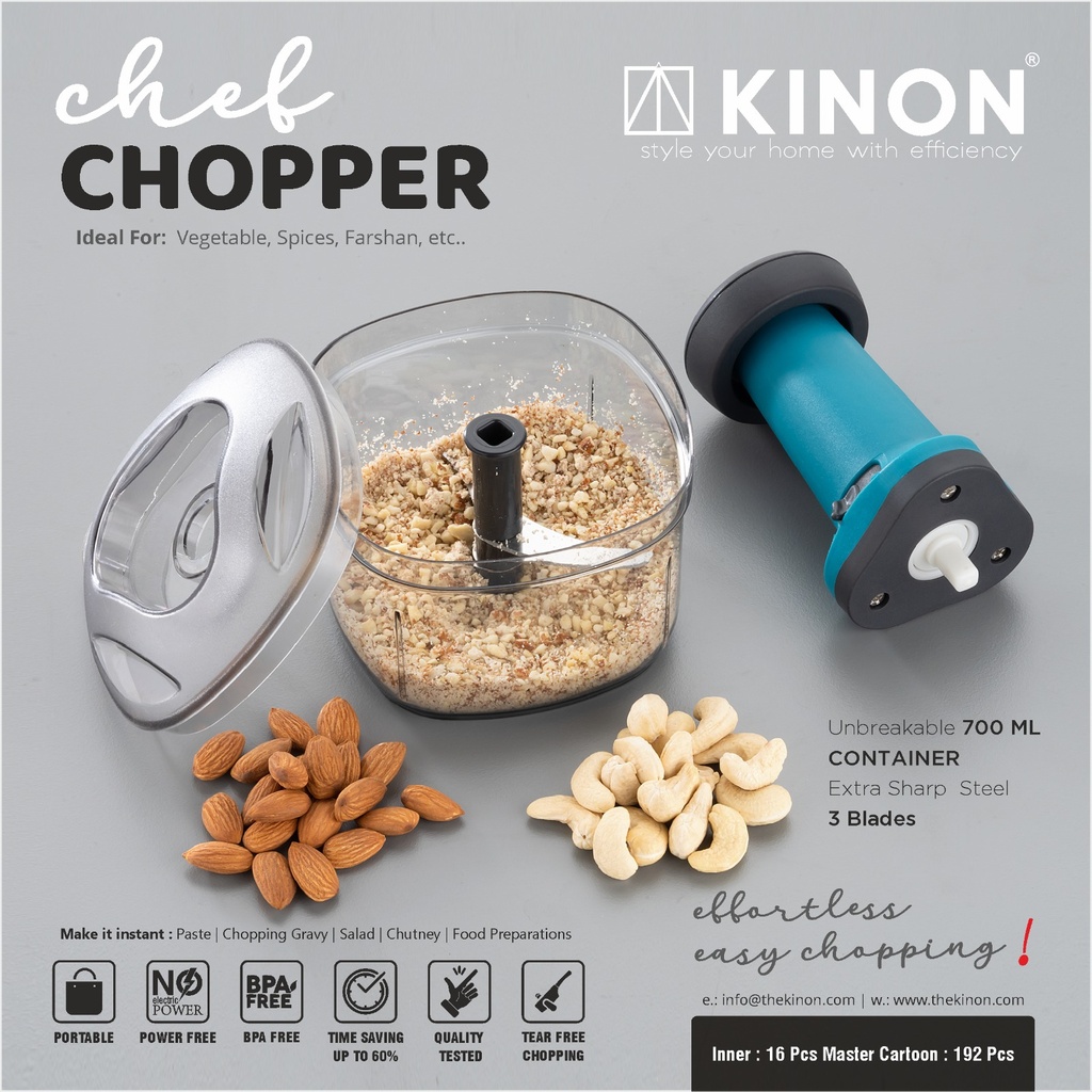 Square Push chopper 700ml - deluxe