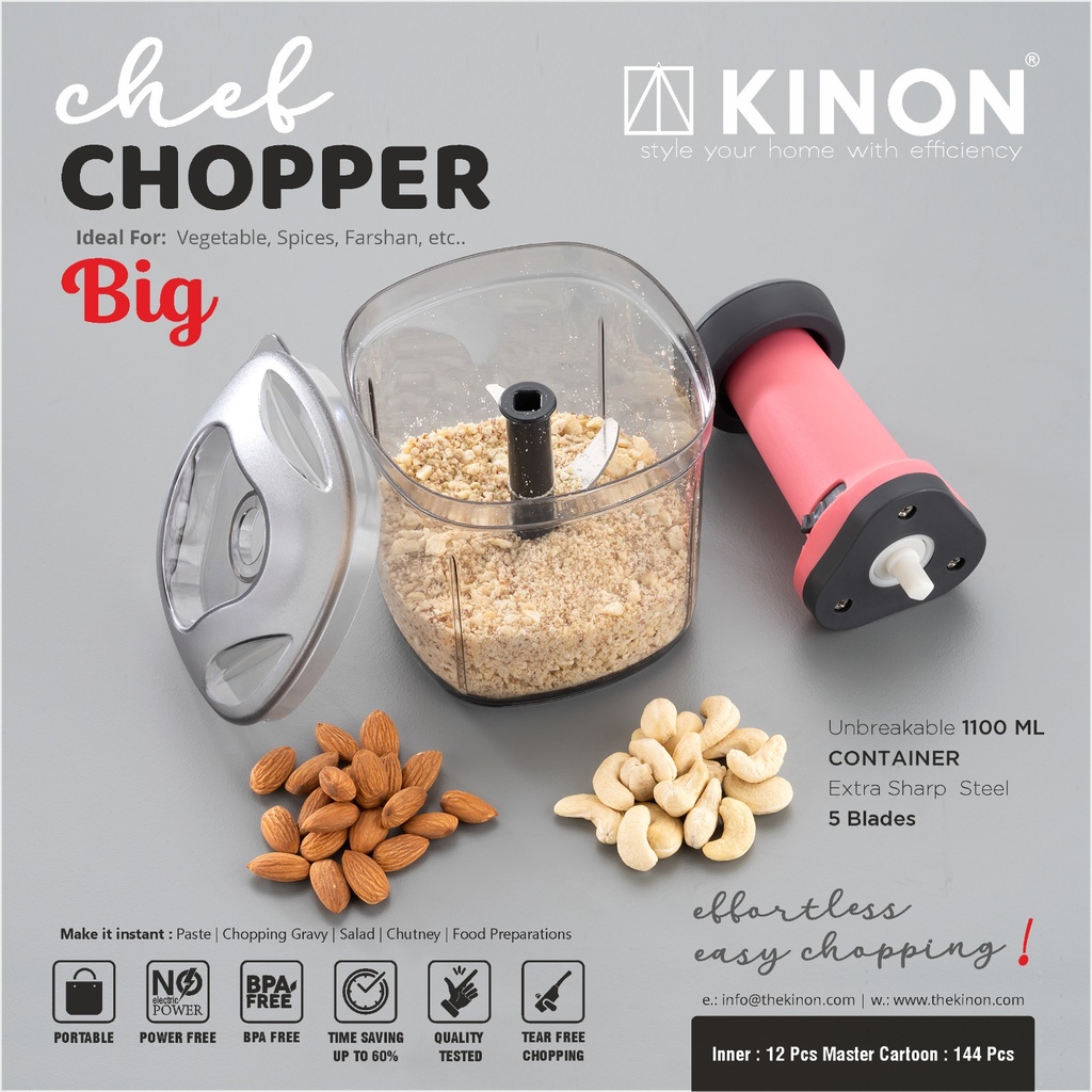 Square Push chopper 1100ml - deluxe