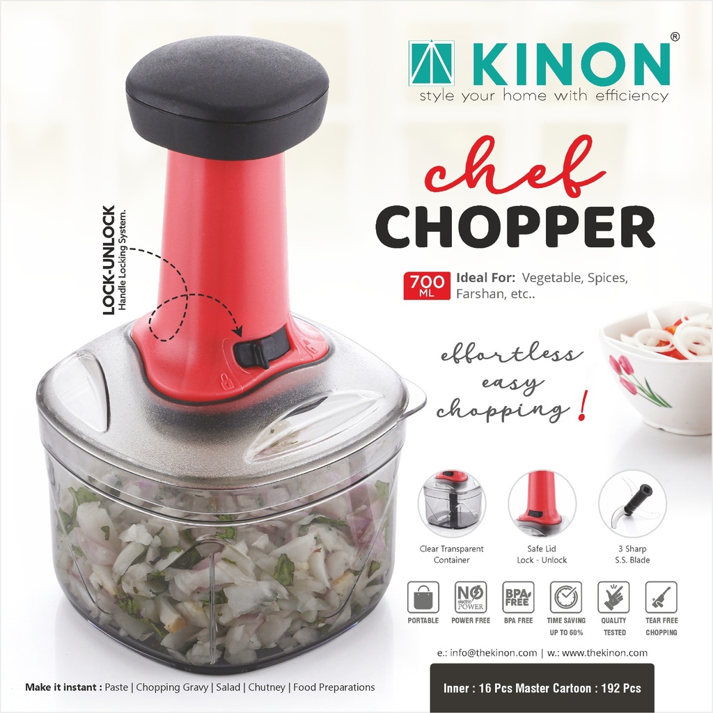 Square Push chopper 700ml - deluxe