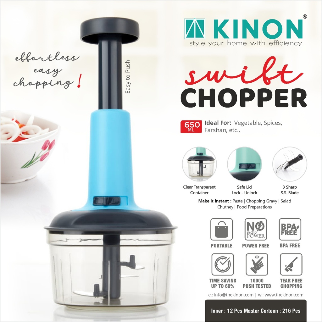 Side Lock Push Chopper 650ml