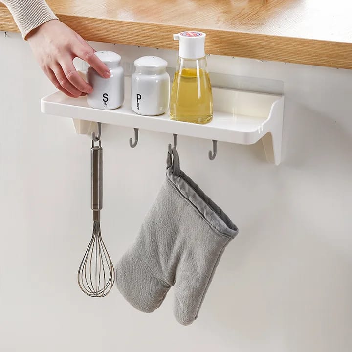 Four Hook Adhesive Rack For Kitchen