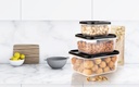 3 Pcs Air Tight Lunch Box Black Lid (Pack Of 3)