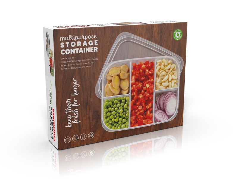 Multipurpose 5 Comp. Fridge Storage Container 