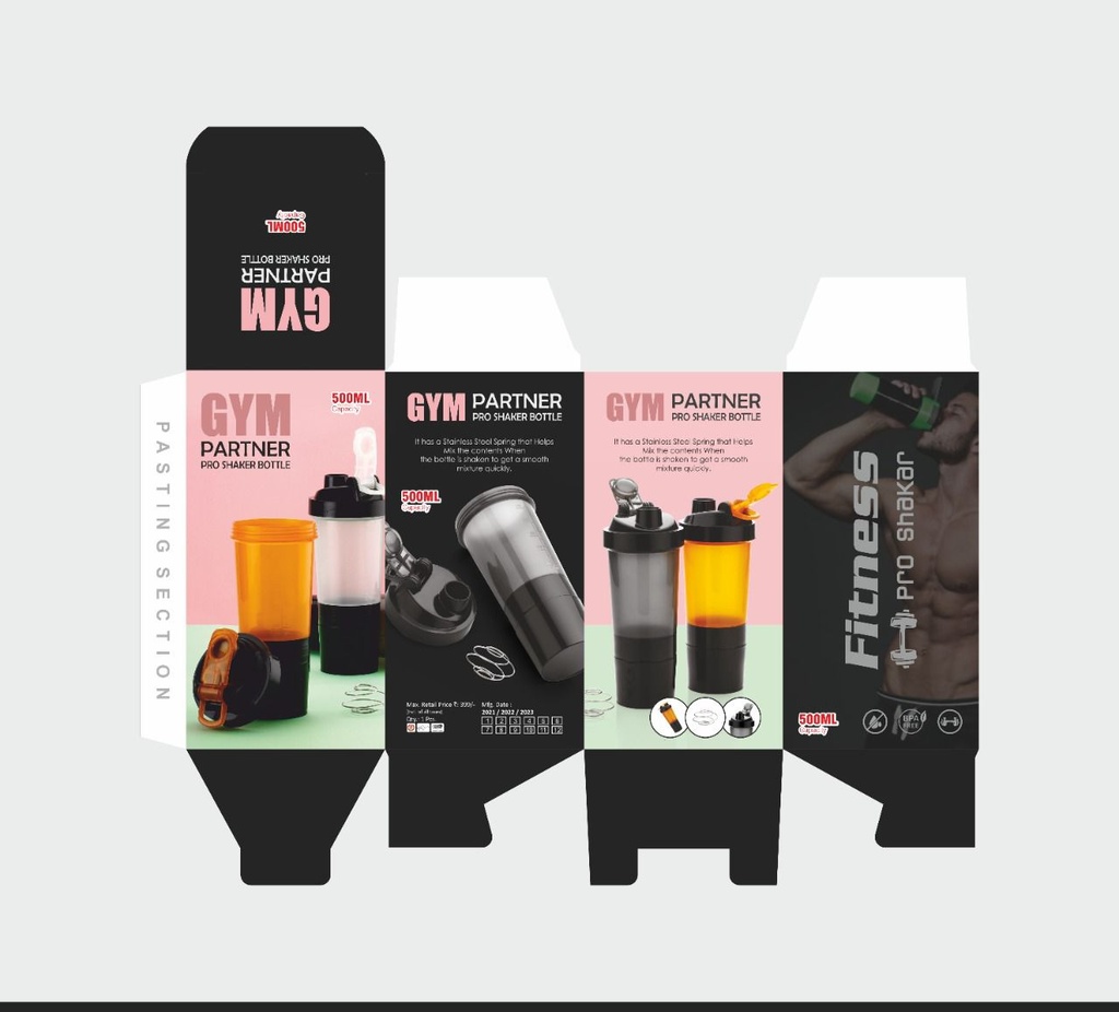 Spider Shaker Bottle 500ml - Printed Box