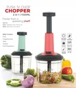 Square Push chopper 1100ml - deluxe