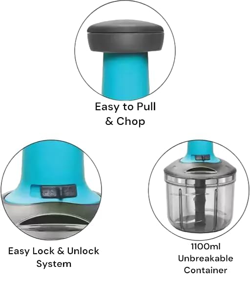Square Push chopper 700ml - deluxe