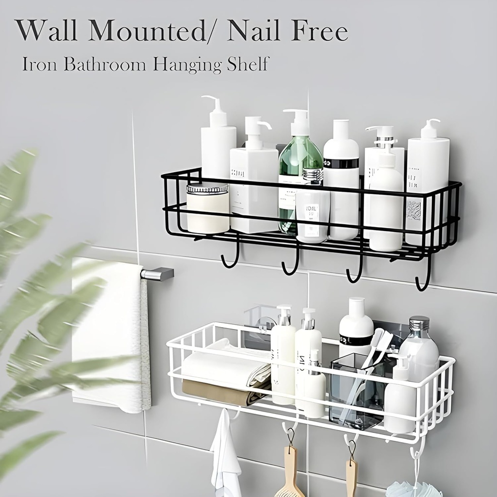 4 Hook Bathroom Corner Shelf 