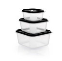 3 Pcs Air Tight Conatainer Black Lid (Pack Of 3)