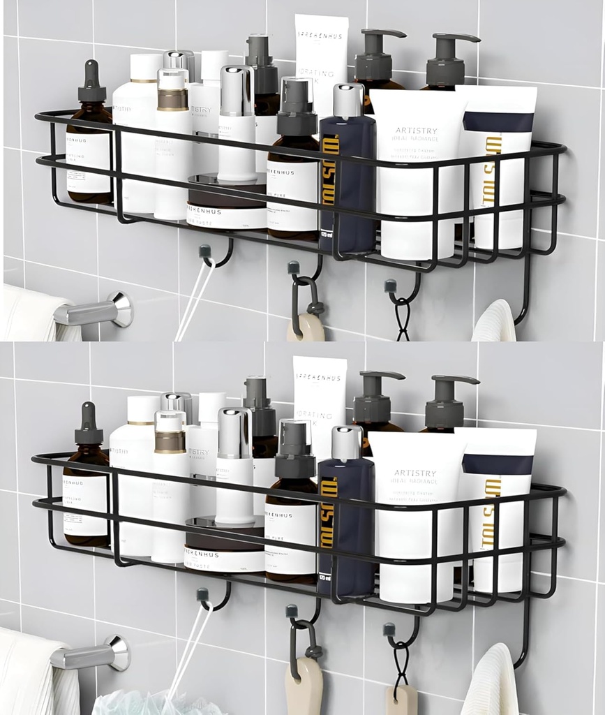 4 Hook Bathroom Corner Shelf  (Pack of 2)