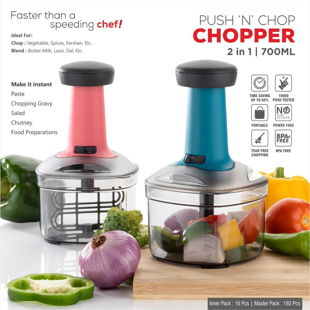 Square Push chopper 700ml - deluxe