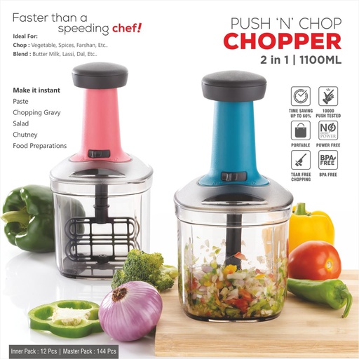 Square Push chopper 1100ml 