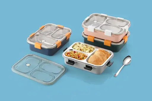 [KN-69] Crave Eat - 3 Comparment Steel Lunch Box 