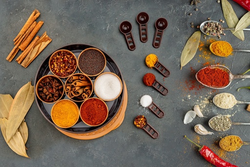[KN-85] Round Masala Box With Spoons & Cups 